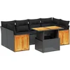 Image de vidaXL - 7-delige - Loungeset - met - kussens - poly - rattan - zwart