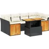Image de vidaXL - 7-delige - Loungeset - met - kussens - poly - rattan - zwart