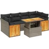 Image de vidaXL - 7-delige - Loungeset - met - kussens - poly - rattan - grijs
