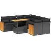 Image de vidaXL - 9-delige - Loungeset - met - kussens - poly - rattan - zwart