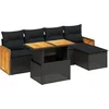 Image de vidaXL - 6-delige - Loungeset - met - kussens - poly - rattan - zwart