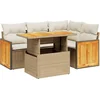 Image de vidaXL - 5-delige - Loungeset - met - kussens - poly - rattan - beige