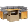 Image de vidaXL - 5-delige - Loungeset - met - kussens - poly - rattan - beige