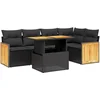 Image de vidaXL - 6-delige - Loungeset - met - kussens - poly - rattan - zwart