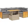 Image de vidaXL - 6-delige - Loungeset - met - kussens - poly - rattan - beige