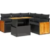 Image de vidaXL - 6-delige - Loungeset - met - kussens - poly - rattan - zwart