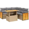 Image de vidaXL - 6-delige - Loungeset - met - kussens - poly - rattan - beige