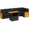 Image de vidaXL - 7-delige - Loungeset - met - kussens - poly - rattan - zwart