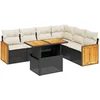 Image de vidaXL - 7-delige - Loungeset - met - kussens - poly - rattan - zwart