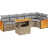 Image de vidaXL - 7-delige - Loungeset - met - kussens - poly - rattan - beige