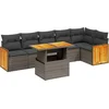 Image de vidaXL - 7-delige - Loungeset - met - kussens - poly - rattan - grijs