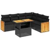 Image de vidaXL - 7-delige - Loungeset - met - kussens - poly - rattan - zwart