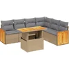 Image de vidaXL - 7-delige - Loungeset - met - kussens - poly - rattan - beige