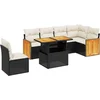 Image de vidaXL - 7-delige - Loungeset - met - kussens - poly - rattan - zwart