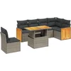 Image de vidaXL - 7-delige - Loungeset - met - kussens - poly - rattan - grijs