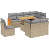 Image de vidaXL - 9-delige - Loungeset - met - kussens - poly - rattan - beige