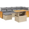 Image de vidaXL - 7-delige - Loungeset - met - kussens - poly - rattan - beige