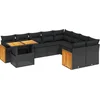 Image de vidaXL - 10-delige - Loungeset - met - kussens - poly - rattan - zwart