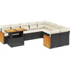 Image de vidaXL - 10-delige - Loungeset - met - kussens - poly - rattan - zwart