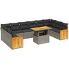 Image de vidaXL - 11-delige - Loungeset - met - kussens - poly - rattan - grijs