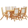 Image de vidaXL - 7-delige - Tuinset - massief - acaciahout - en - textileen