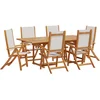 Image de vidaXL - 7-delige - Tuinset - massief - acaciahout - en - textileen