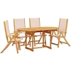 Image de vidaXL - 5-delige - Tuinset - massief - acaciahout - en - textileen