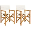 Image de vidaXL - Regisseursstoelen - inklapbaar - 2 - st - massief - teakhout - crèmekleurig