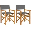 Image de vidaXL - Regisseursstoelen - inklapbaar - 2 - st - massief - teakhout - grijs