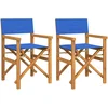 Image de vidaXL - Regisseursstoelen - inklapbaar - 2 - st - massief - teakhout - blauw