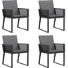 Image de vidaXL - Tuinstoelen - 4 - st - met - kussens - poly - rattan - zwart
