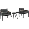 Image de vidaXL - 4-delige - Balkonset - met - kussens - staal - zwart