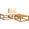 Image de vidaXL - 3-delige - tuinbankset - met - kussens - acaciahout - & - touw