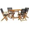 Image de vidaXL - 5-delige - Tuinset - poly - rattan - en - massief - hout - zwart