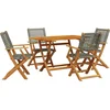 Image de vidaXL - 5-delige - Tuinset - poly - rattan - en - massief - hout - grijs