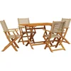 Image de vidaXL - 5-delige - Tuinset - poly - rattan - en - massief - hout - beige