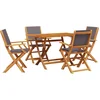 Image de vidaXL - 5-delige - Tuinset - massief - hout - en - stof - antracietkleurig