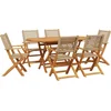 Image de vidaXL - 7-delige - Tuinset - poly - rattan - en - massief - hout - beige