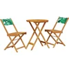Image de vidaXL - 3-delige - Bistroset - bladpatroon - stof - en - massief - hout