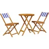 Image de vidaXL - 3-delige - Bistroset - stof - en - massief - hout - blauw - en - wit