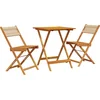 Image de vidaXL - 3-delige - Bistroset - polypropeen - en - massief - hout - beige