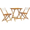 Image de vidaXL - 3-delige - Bistroset - stof - en - massief - hout - crèmewit