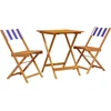 Image de vidaXL - 3-delige - Bistroset - stof - en - massief - hout - blauw - en - wit