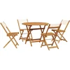 Image de vidaXL - 5-delige - Tuinset - massief - hout - en - stof - crèmewit