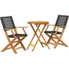 Image de vidaXL - 3-delige - Bistroset - poly - rattan - en - massief - hout - zwart
