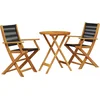 Image de vidaXL - 3-delige - Bistroset - polypropeen - en - massief - hout - zwart