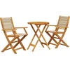 Image de vidaXL - 3-delige - Bistroset - polypropeen - en - massief - hout - beige
