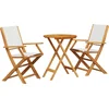 Image de vidaXL - 3-delige - Bistroset - stof - en - massief - hout - crèmewit