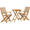 Image de vidaXL - 3-delige - Bistroset - stof - en - massief - hout - taupe