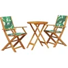 Image de vidaXL - 3-delige - Bistroset - bladpatroon - stof - en - massief - hout